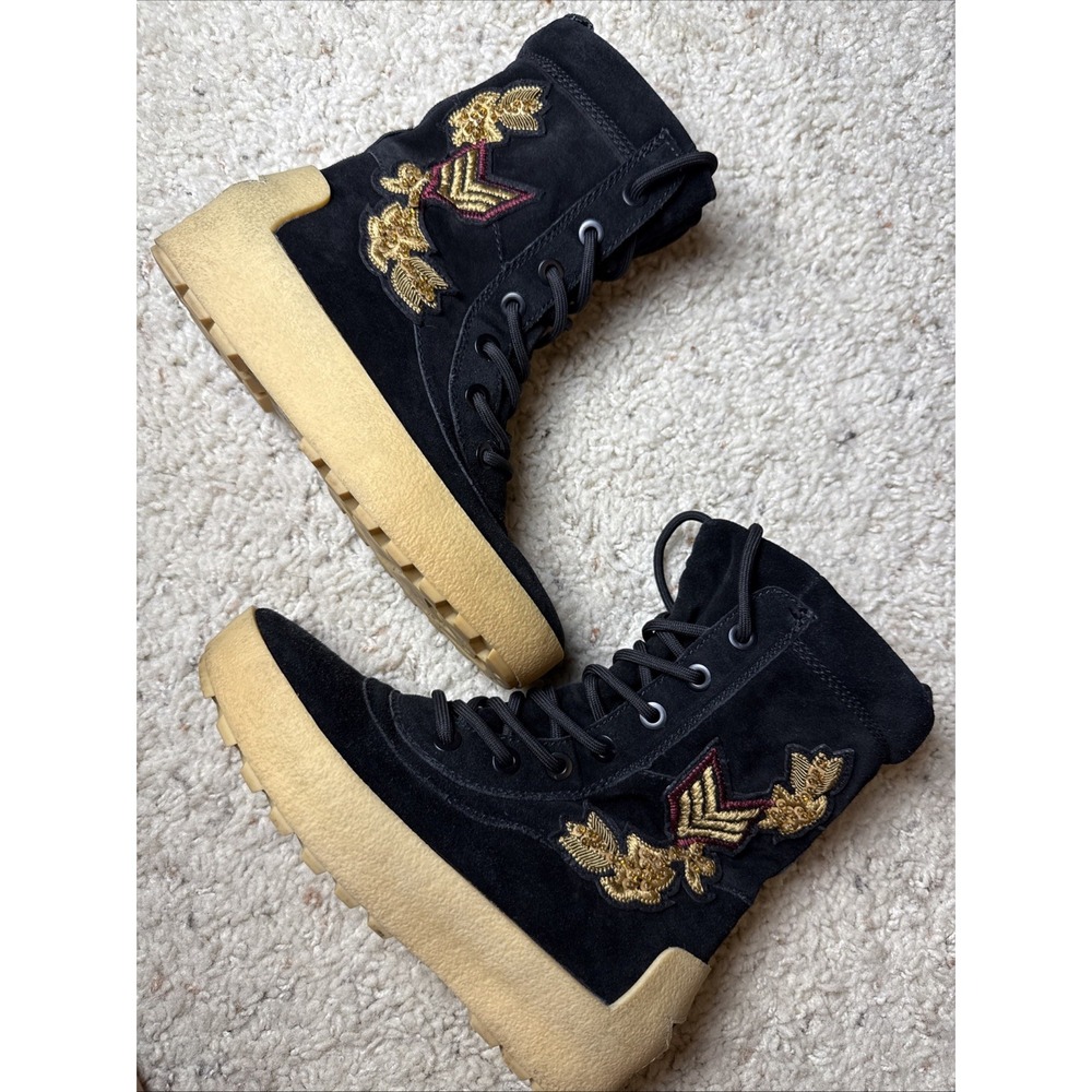 Ash Nolan‎ Black Leather Suede Military Style Lace Up Boot 37 NEVER WORN